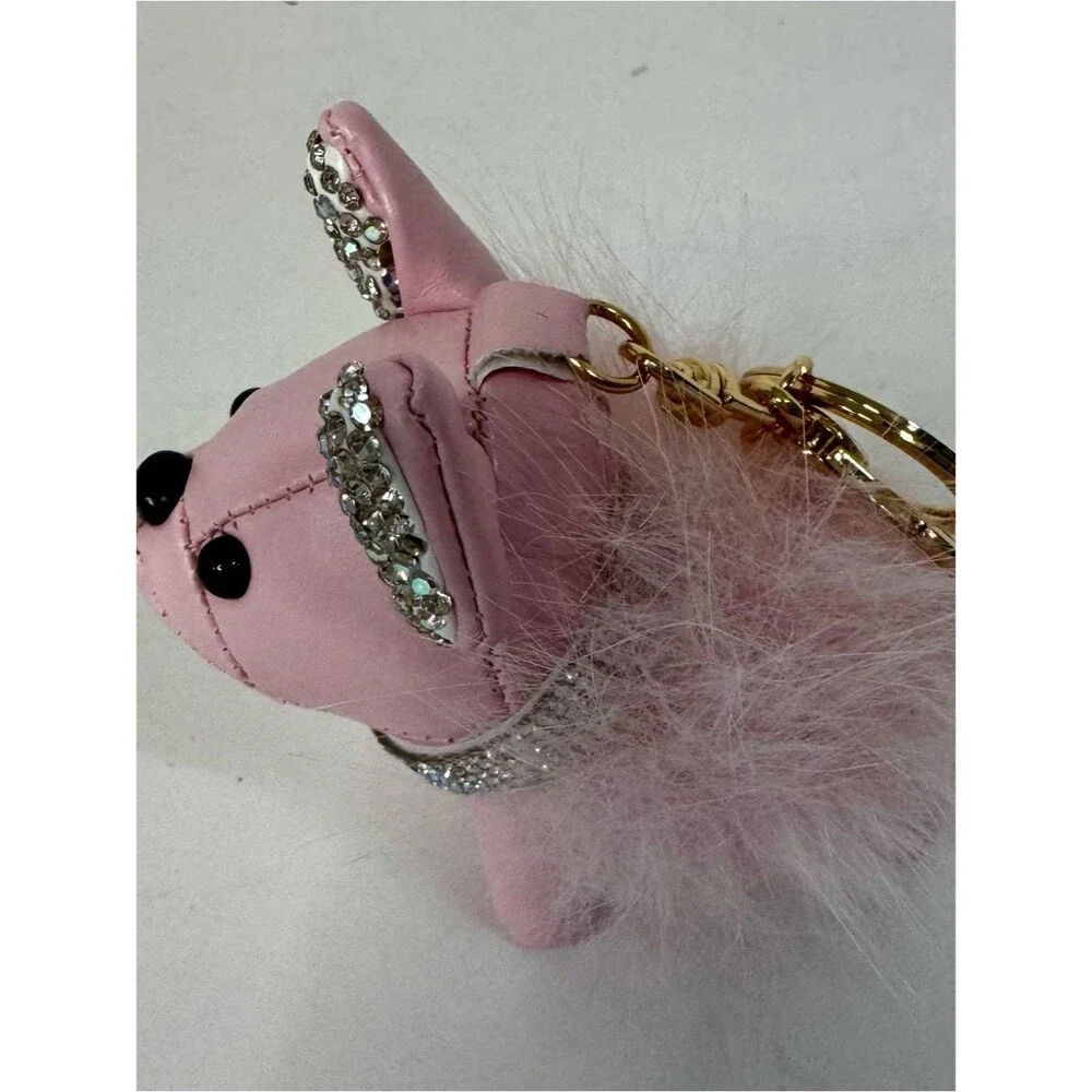 Natasha Pink Rhinestone Ear Puppy Charm